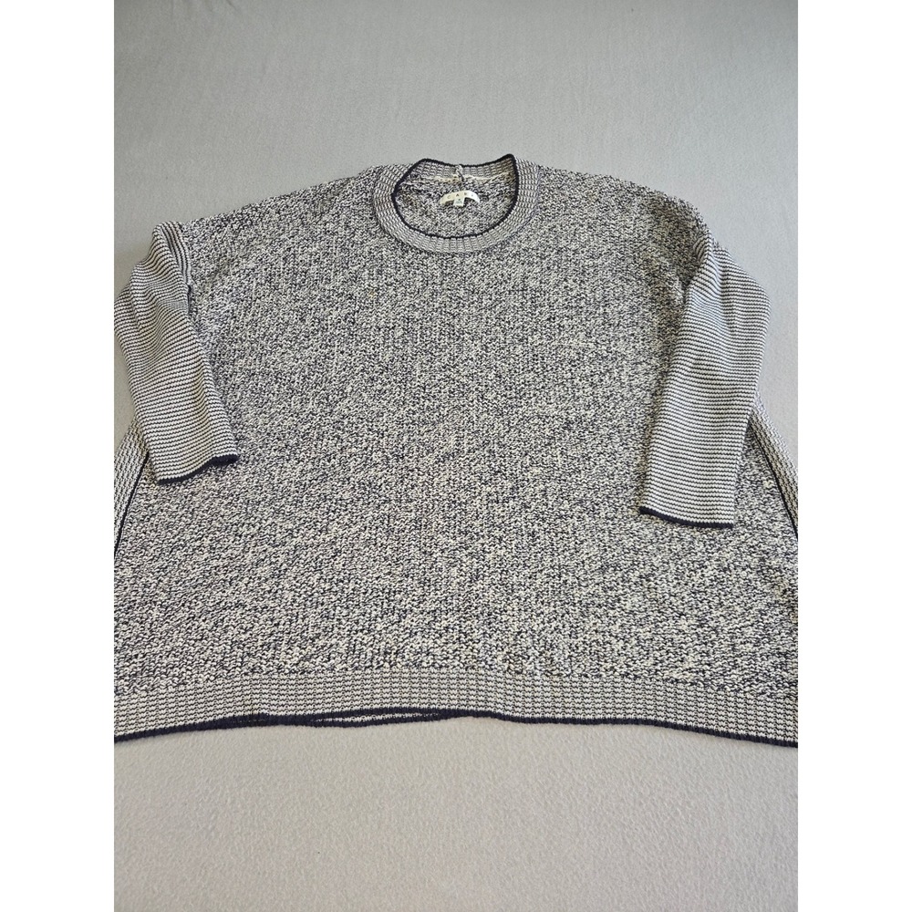 Cabi Sweater Women Small Navy White Marled Knit Oversized Crew Neck 140 Pullover
